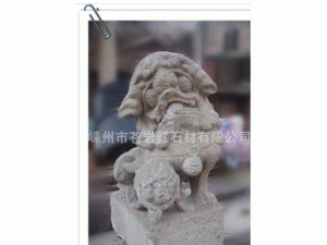 苍岩红纯手工石材加工花园景观石狮石兽制作 石材雕刻